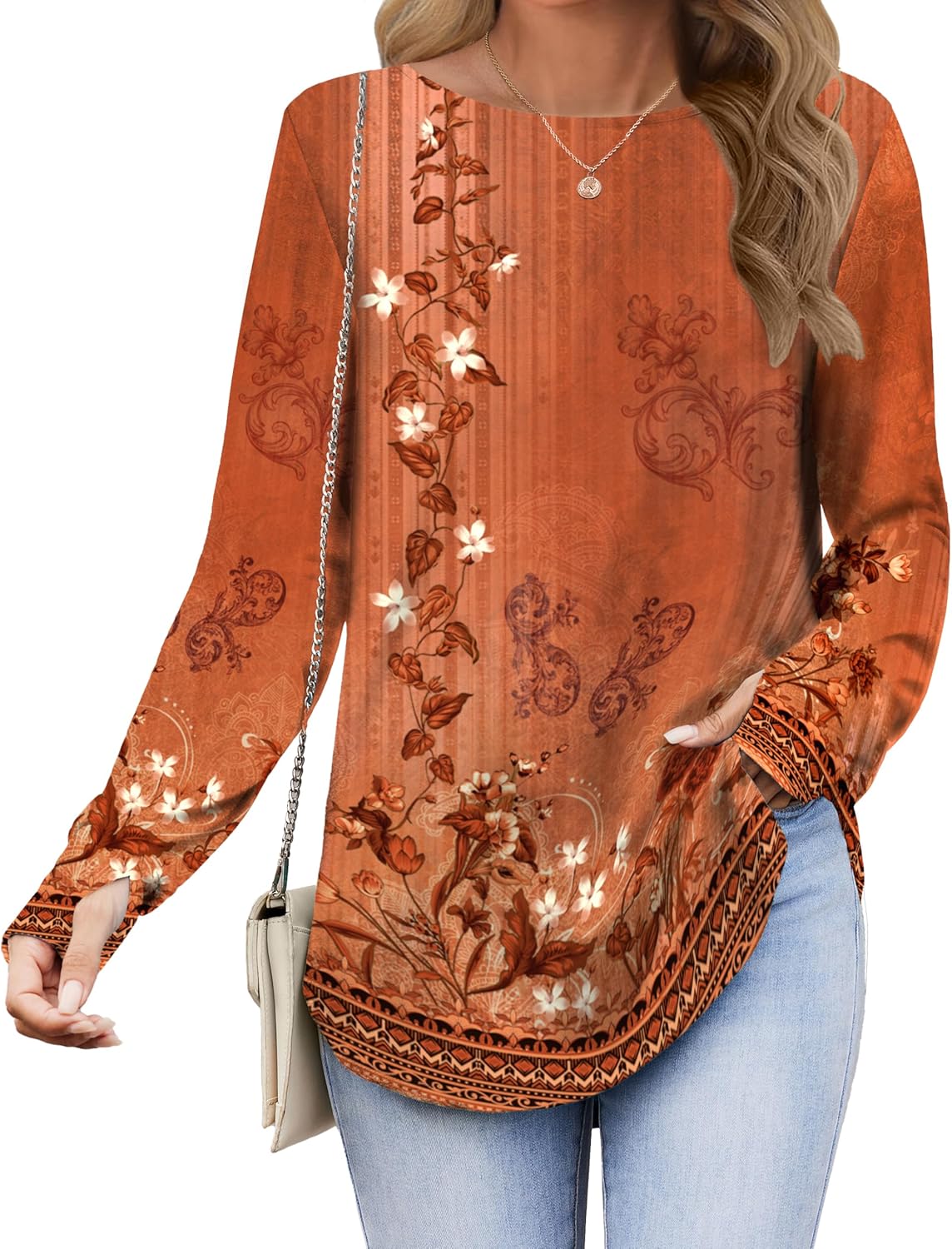 Zeagoo Women’s Long Sleeve Tunic Top – Loose Crew Neck Shirt with Thumb Holes, Perfect with Leggings, Fall 2025