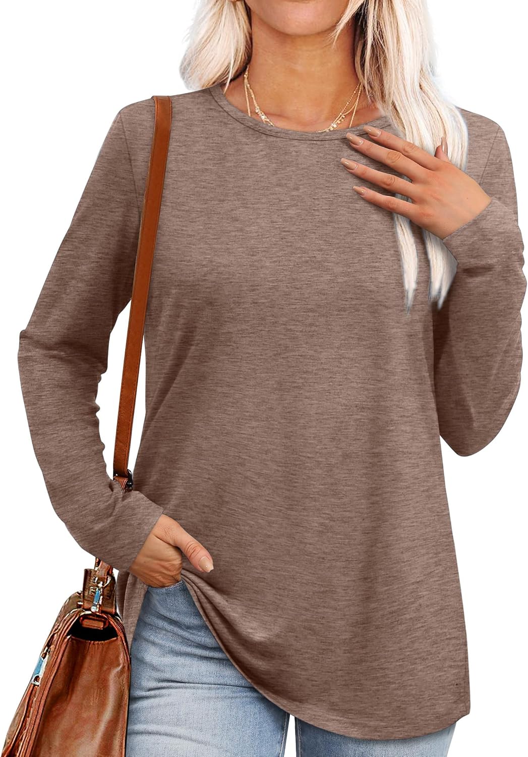 MIFOCAL Women’s Long Sleeve Round Neck Tops 2024 Basic Fall Shirts