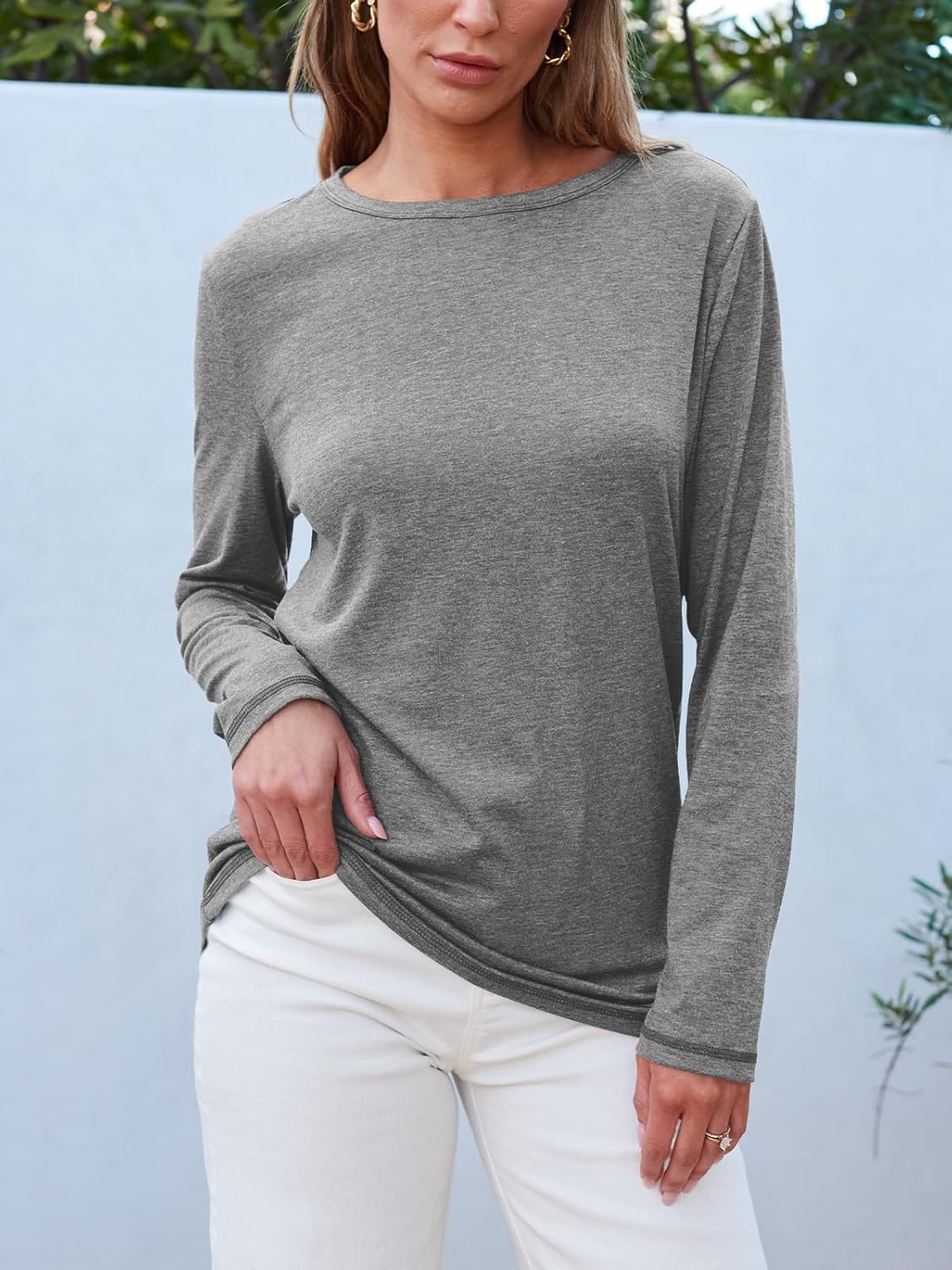 SUNBS Women’s 3-Pack Long Sleeve Tops Loose Fit Fall Shirts 2025 Basic Casual Tees