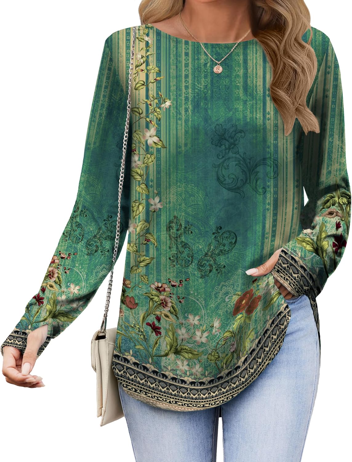 Zeagoo Women’s Long Sleeve Tunic Top – Loose Crew Neck Shirt with Thumb Holes, Perfect with Leggings, Fall 2025
