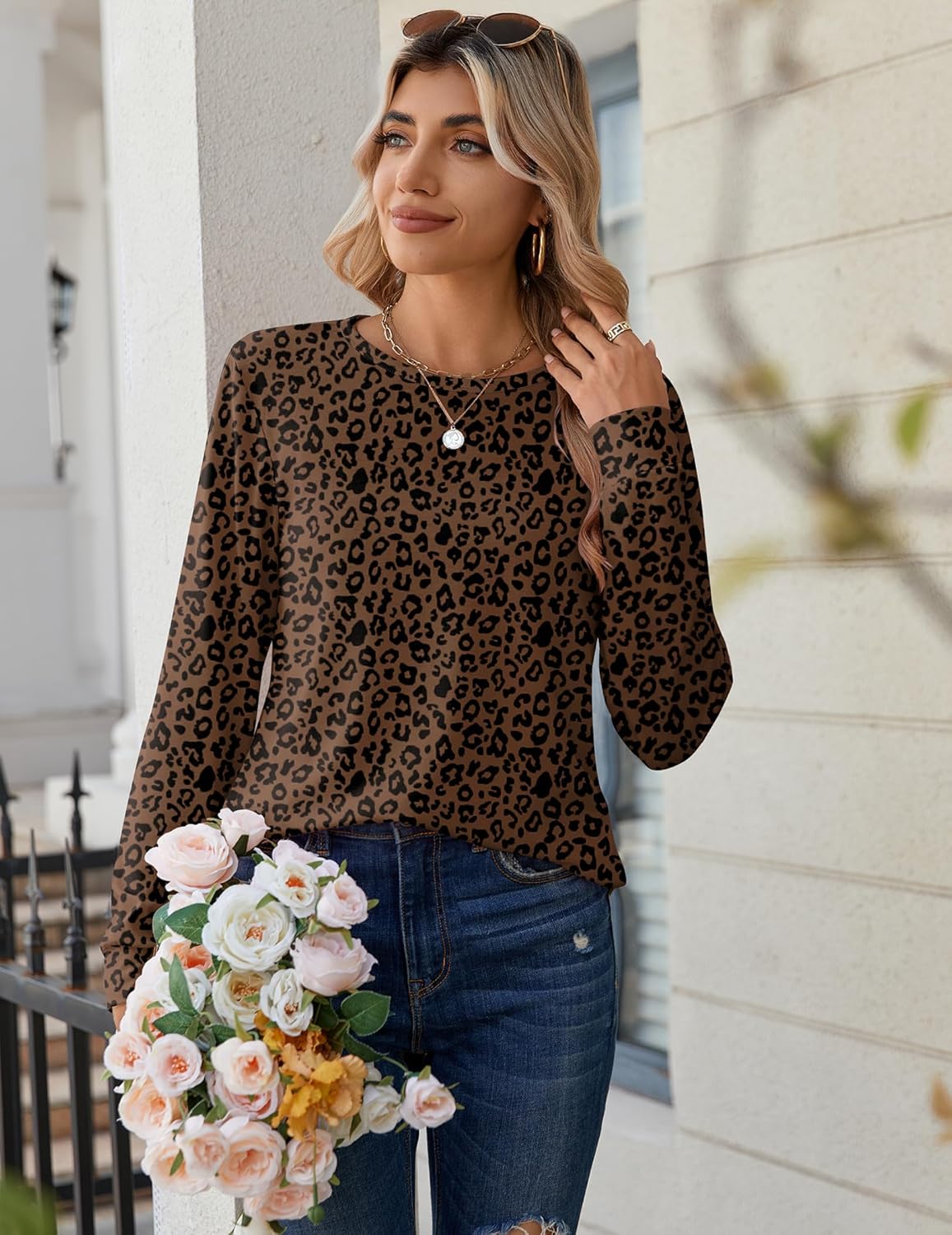 Zeagoo Women’s Long Sleeve Crewneck Tops Lightweight Basic Tee Business Casual
