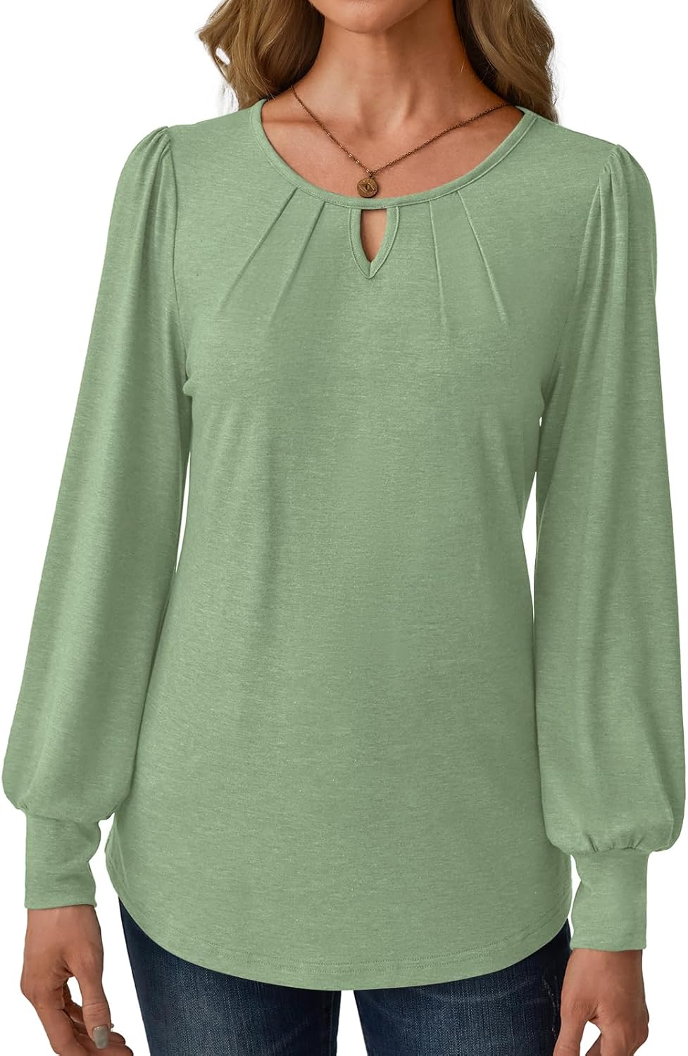 Women’s Long Sleeve V-Neck Tops 2025 Fall Loose Fit Business Casual Blouses