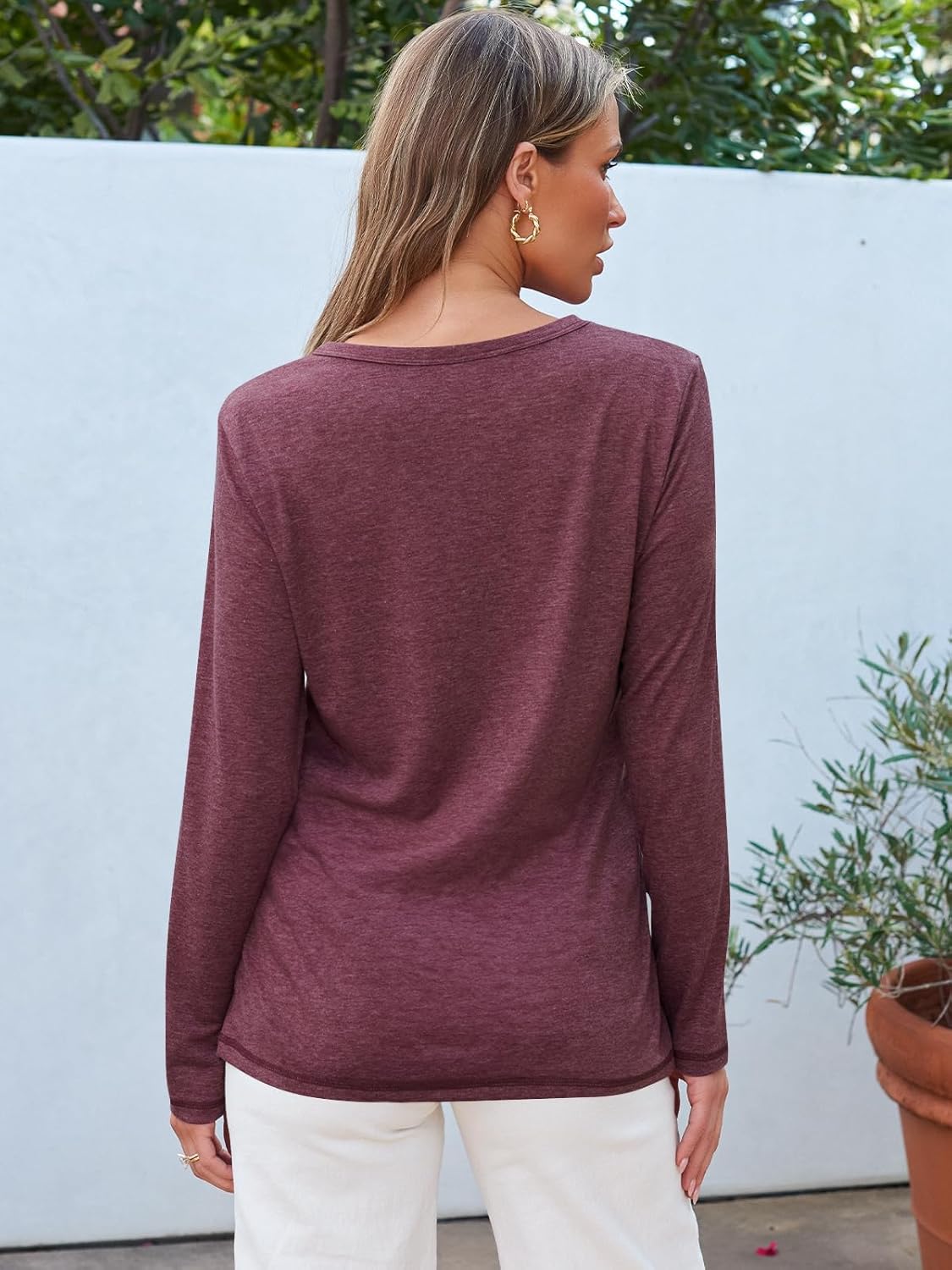MIFOCAL Women’s Long Sleeve Round Neck Tops 2024 Basic Fall Shirts