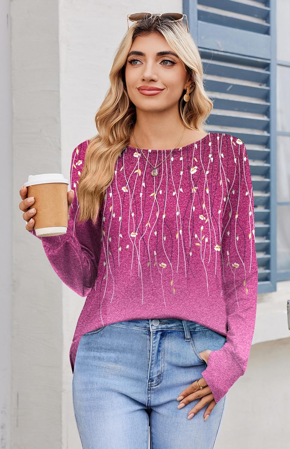 Zeagoo Women’s Long Sleeve Tunic Top – Loose Crew Neck Shirt with Thumb Holes, Perfect with Leggings, Fall 2025
