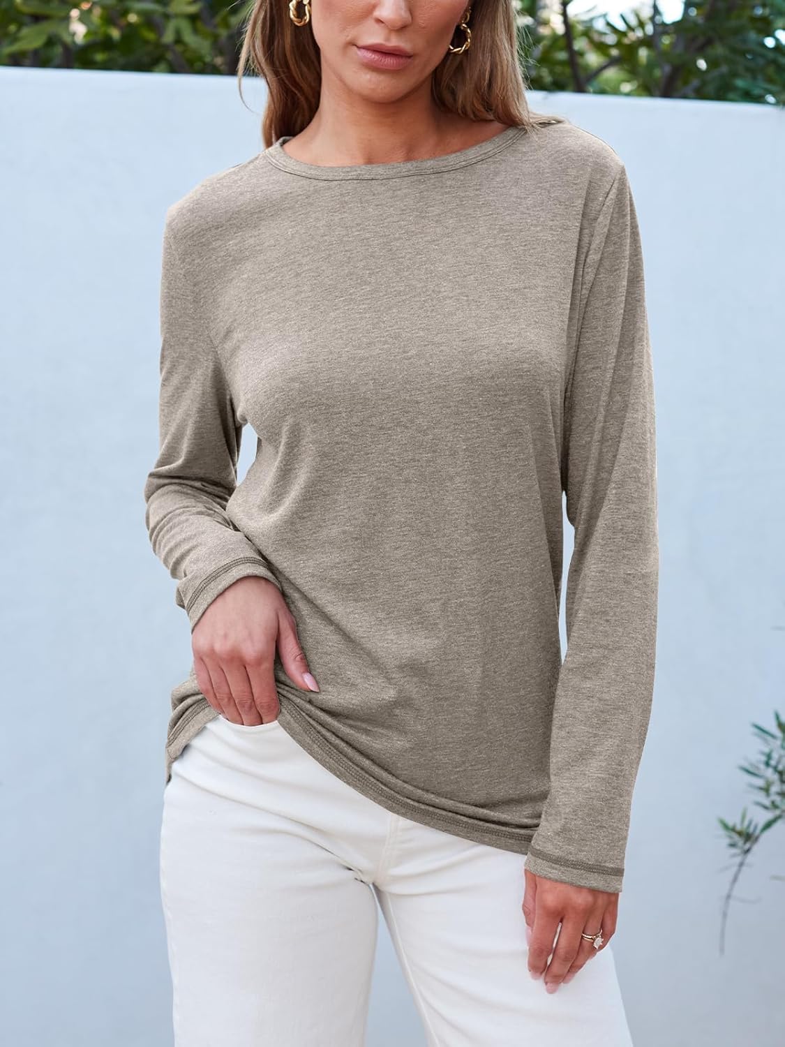SUNBS Women’s 3-Pack Long Sleeve Tops Loose Fit Fall Shirts 2025 Basic Casual Tees