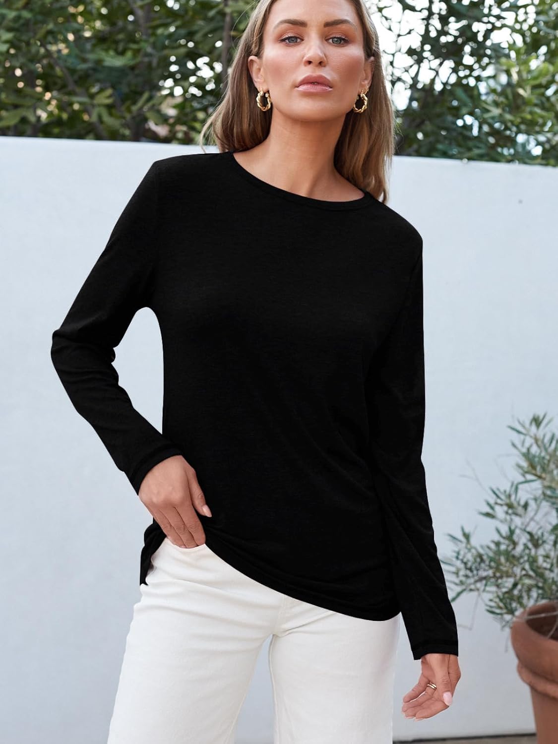 MIFOCAL Women’s Long Sleeve Round Neck Tops 2024 Basic Fall Shirts