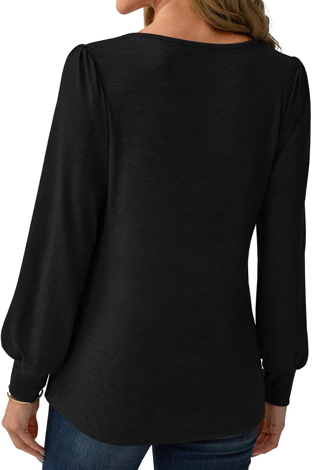 Women’s Long Sleeve V-Neck Tops 2025 Fall Loose Fit Business Casual Blouses