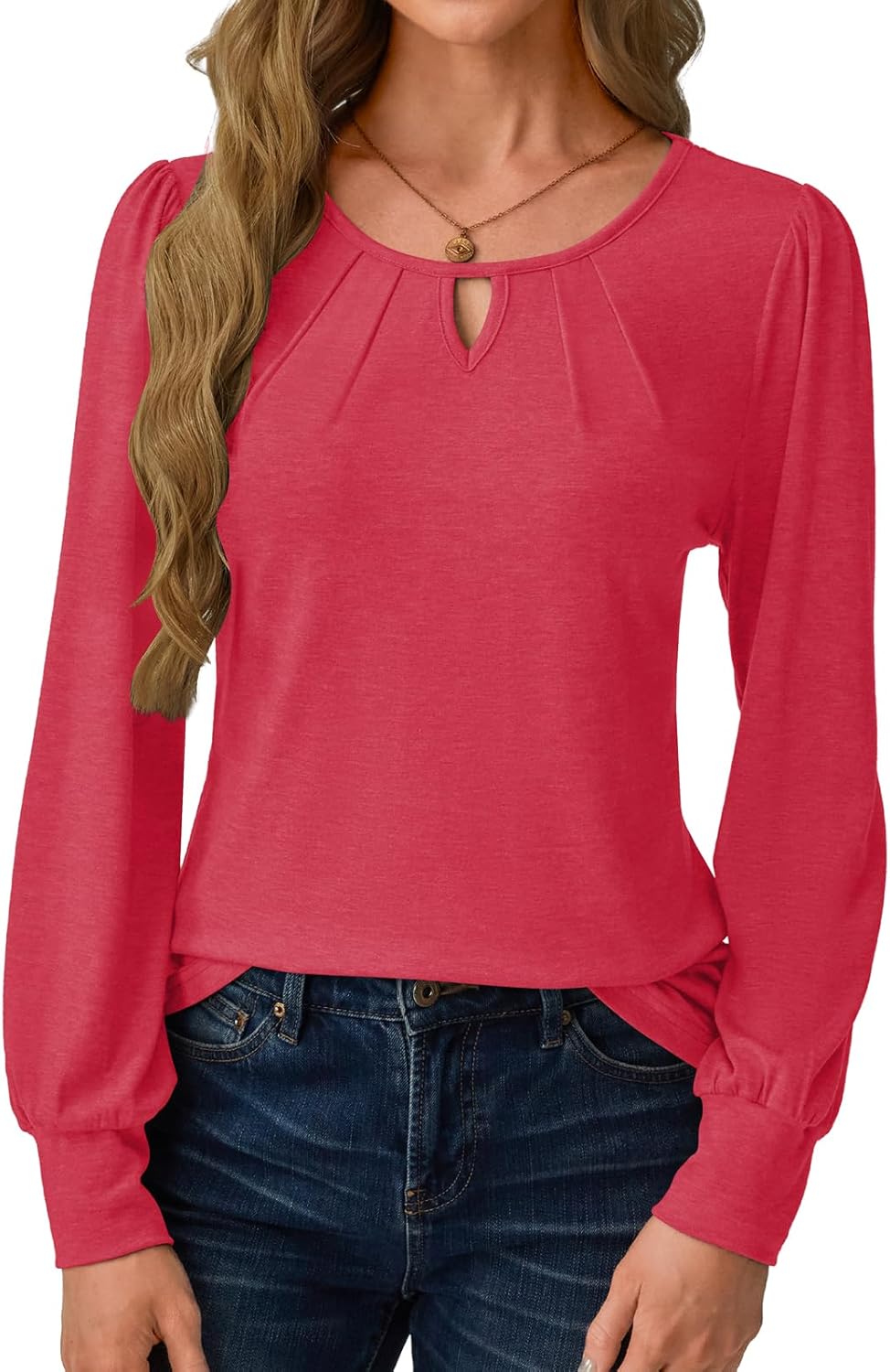 Women’s Long Sleeve V-Neck Tops 2025 Fall Loose Fit Business Casual Blouses