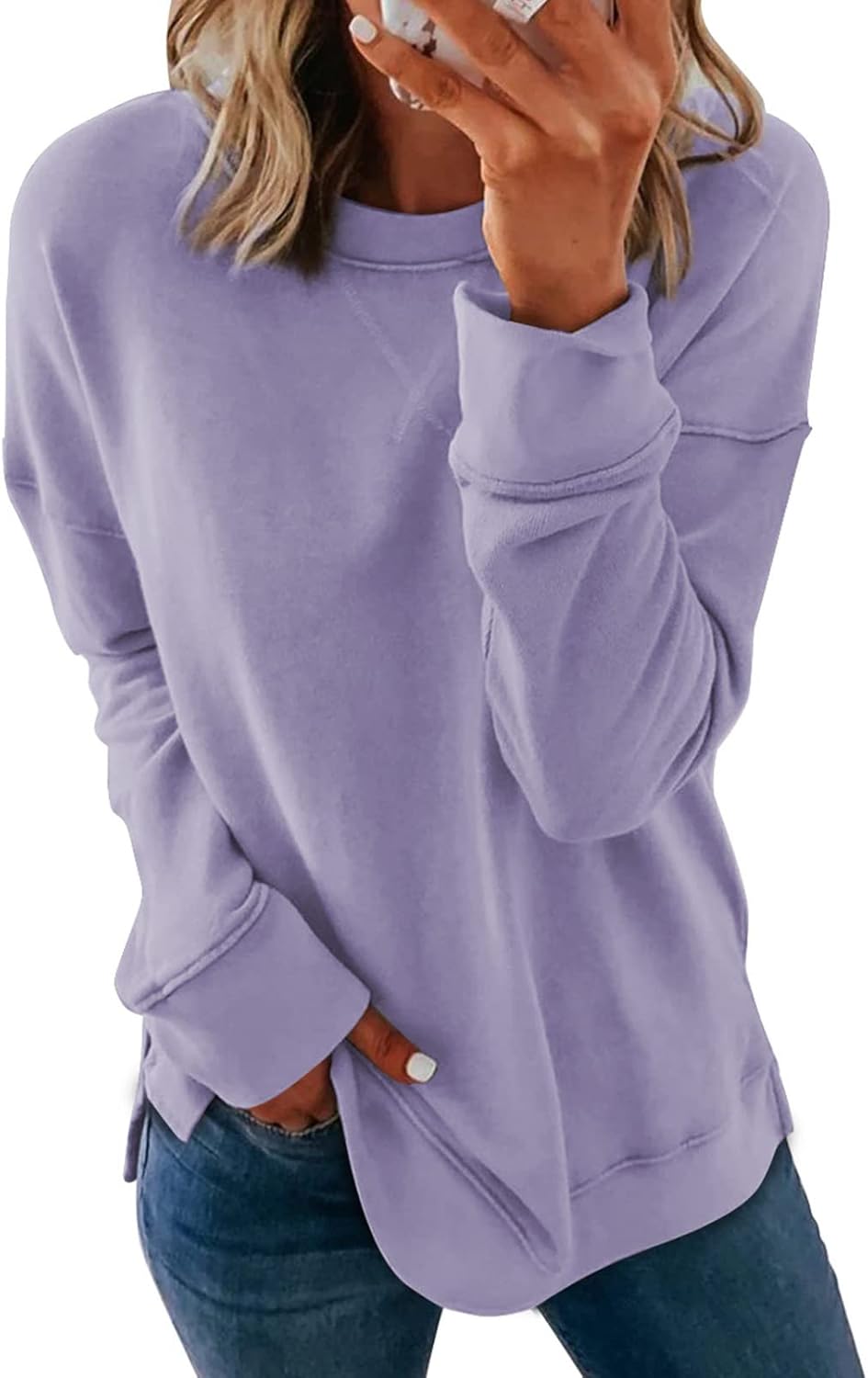Dokotoo Women’s Loose Crew Neck Sweatshirt – Soft Long Sleeve Casual Pullover Top