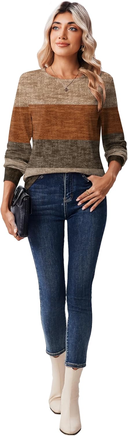 Zeagoo Women’s Long Sleeve Crewneck Tops Lightweight Basic Tee Business Casual