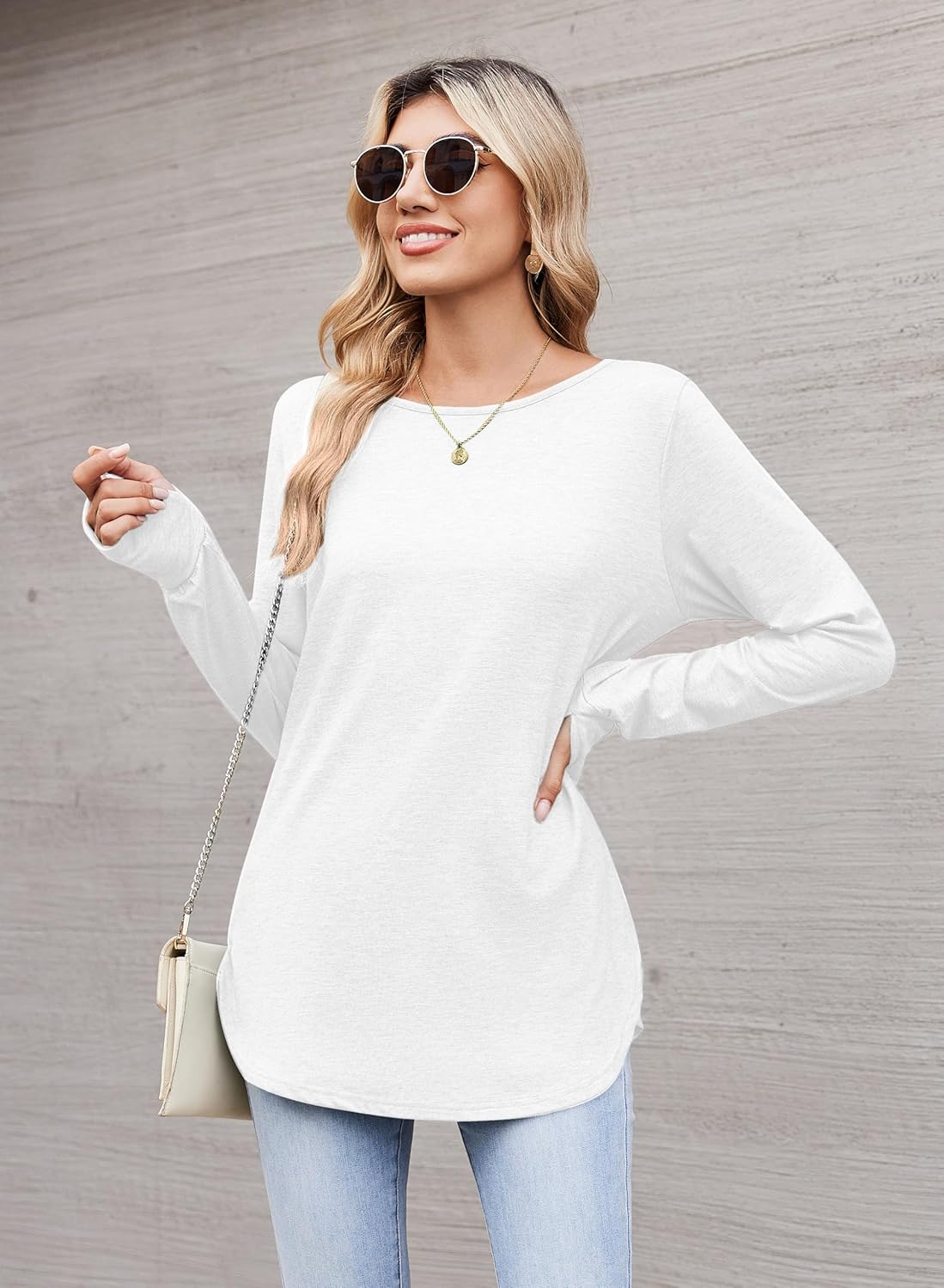 Zeagoo Women’s Long Sleeve Tunic Top – Loose Crew Neck Shirt with Thumb Holes, Perfect with Leggings, Fall 2025