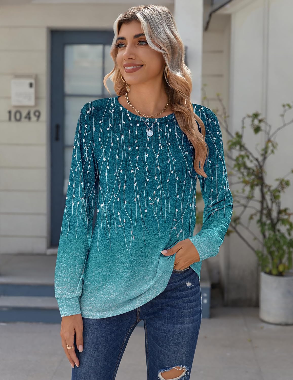 Zeagoo Women’s Long Sleeve Crewneck Tops Lightweight Basic Tee Business Casual