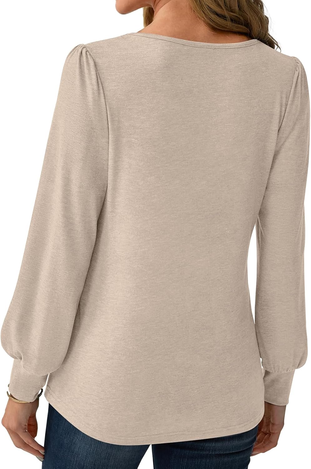 Women’s Long Sleeve V-Neck Tops 2025 Fall Loose Fit Business Casual Blouses