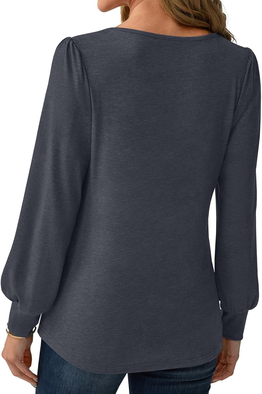 Women’s Long Sleeve V-Neck Tops 2025 Fall Loose Fit Business Casual Blouses
