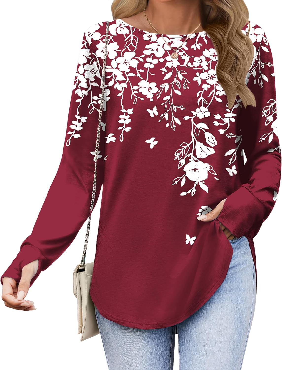 Zeagoo Women’s Long Sleeve Tunic Top – Loose Crew Neck Shirt with Thumb Holes, Perfect with Leggings, Fall 2025