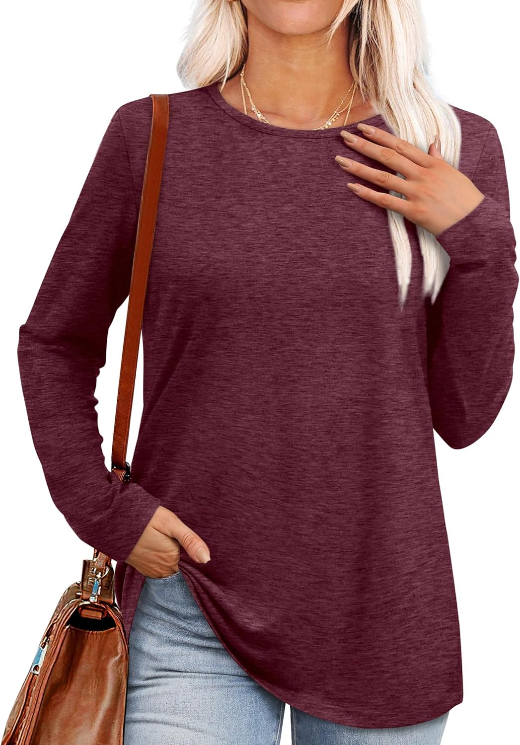 MIFOCAL Women’s Long Sleeve Round Neck Tops 2024 Basic Fall Shirts