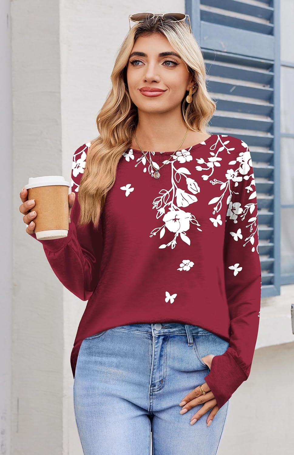 Zeagoo Women’s Long Sleeve Tunic Top – Loose Crew Neck Shirt with Thumb Holes, Perfect with Leggings, Fall 2025