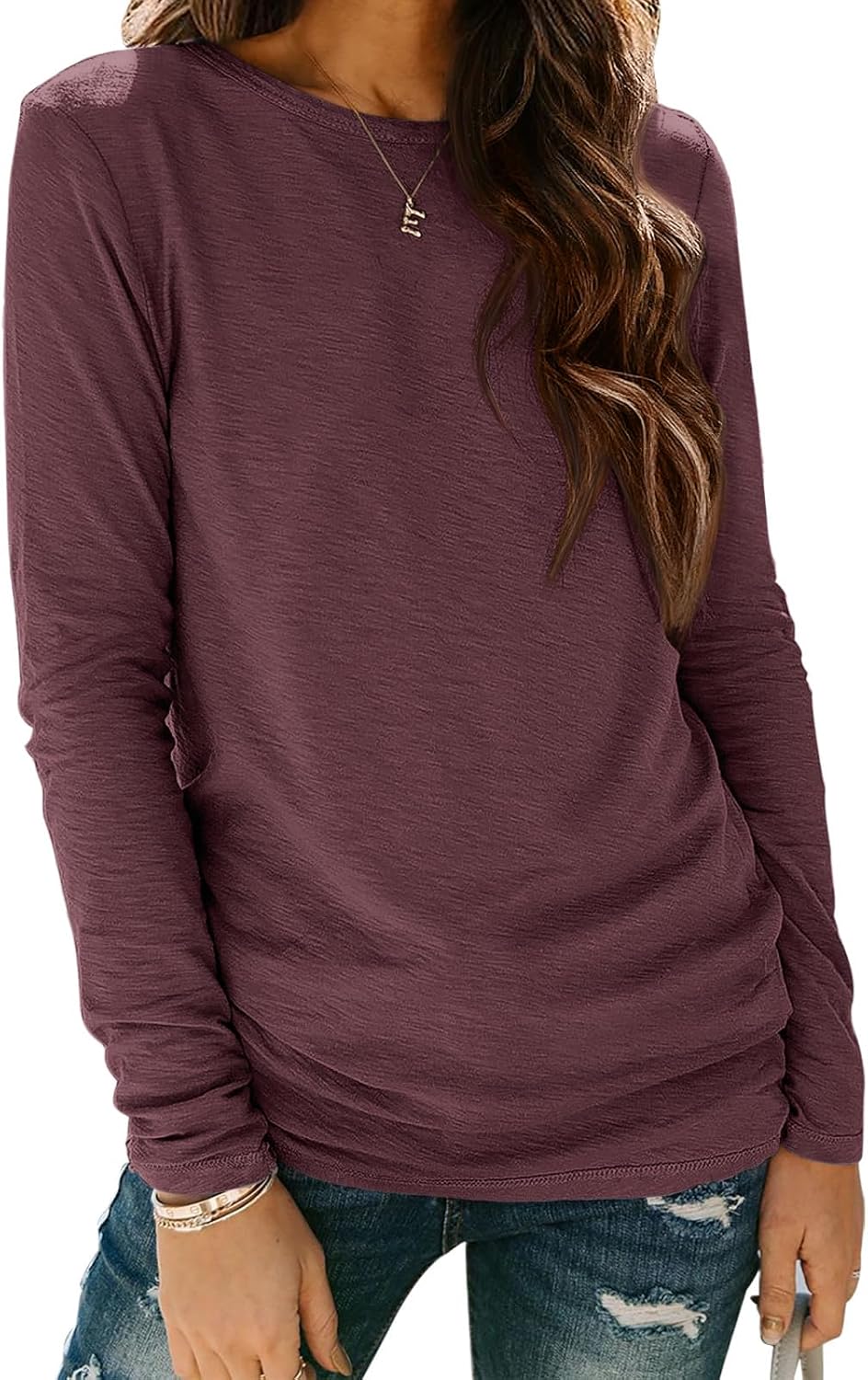 ATHMILE Women's Long-Sleeve Basic Tee – Trendy Spring & Fall Top for Work, Beach, or Workout 2025