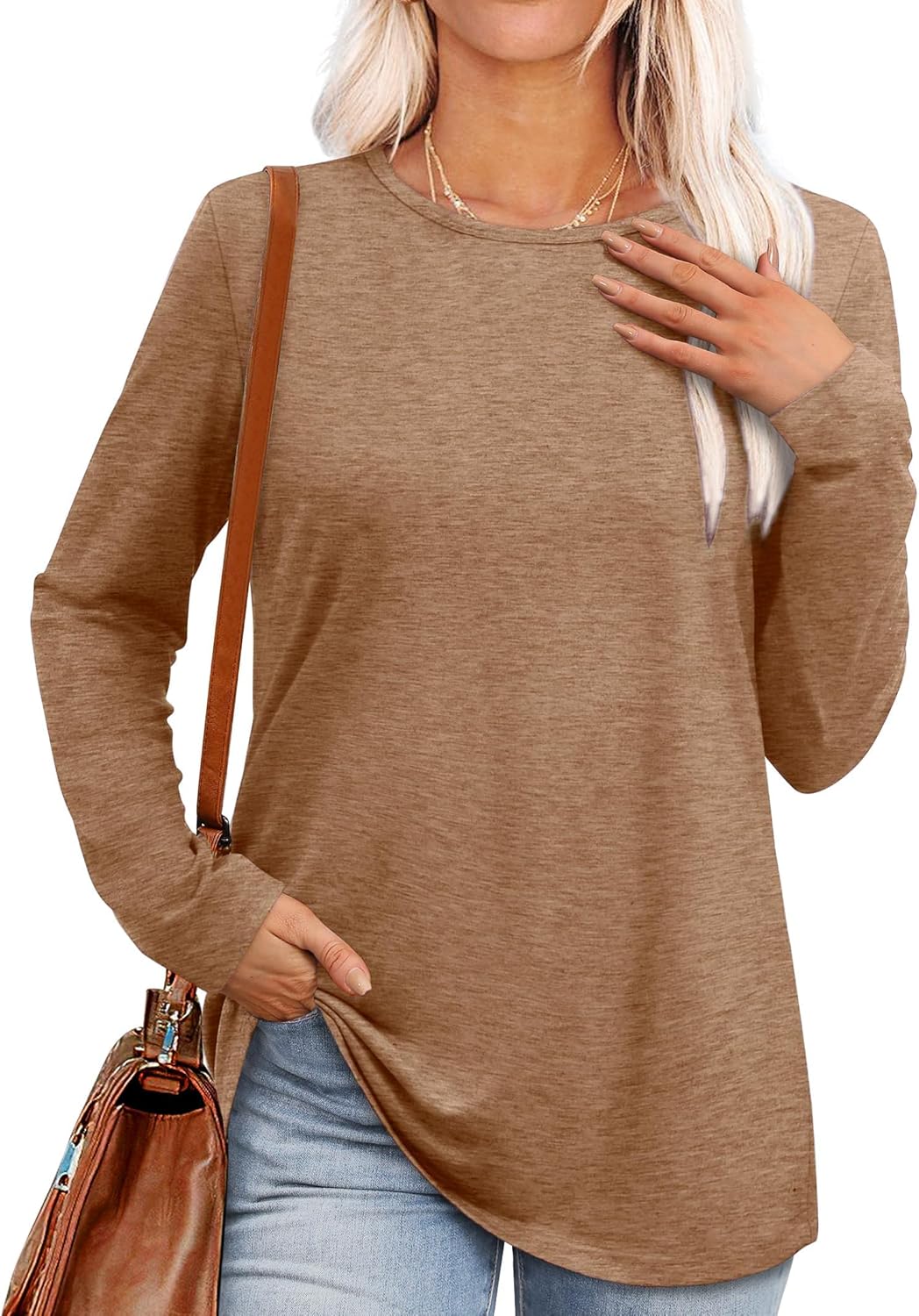 MIFOCAL Women’s Long Sleeve Round Neck Tops 2024 Basic Fall Shirts