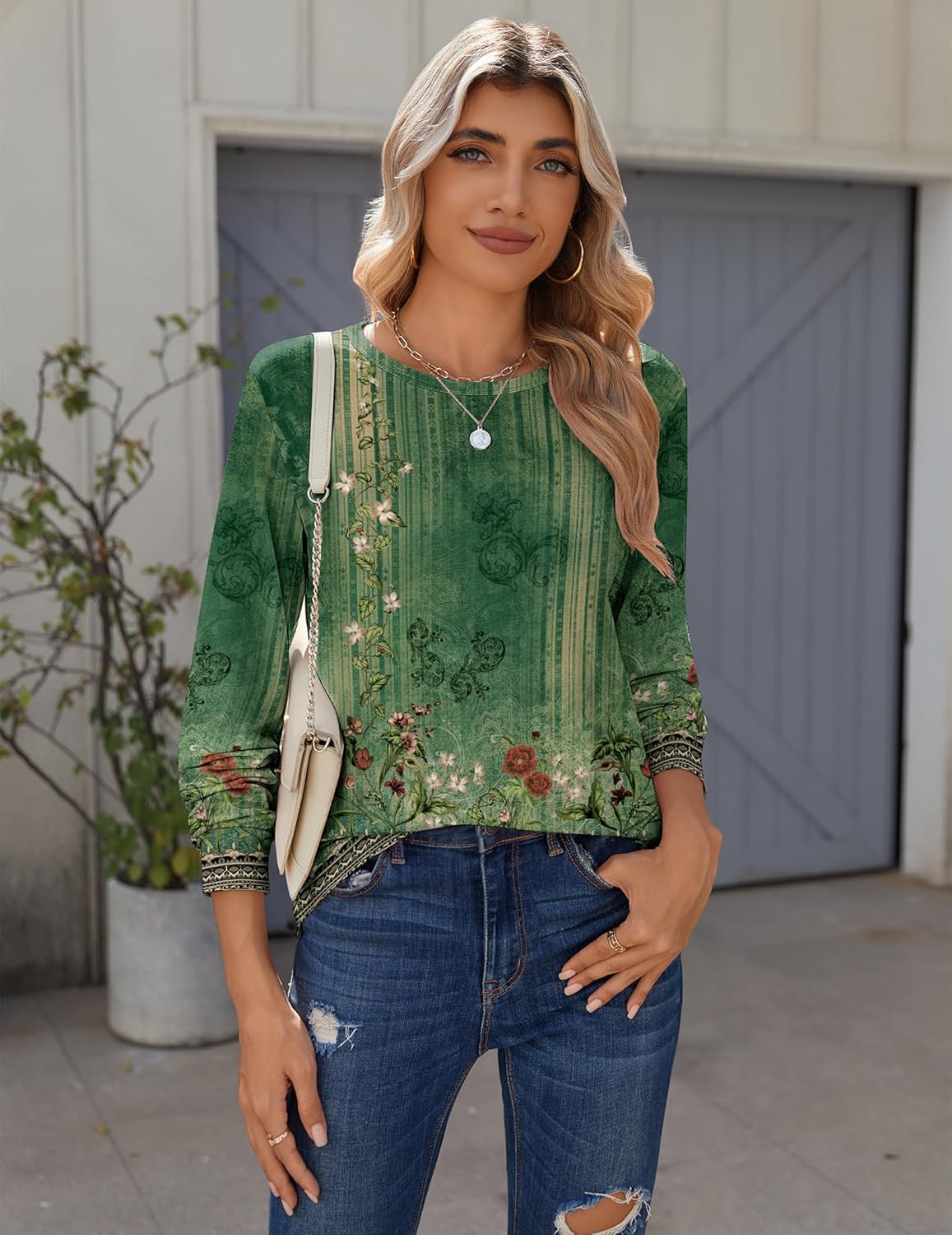 Zeagoo Women’s Long Sleeve Crewneck Tops Lightweight Basic Tee Business Casual