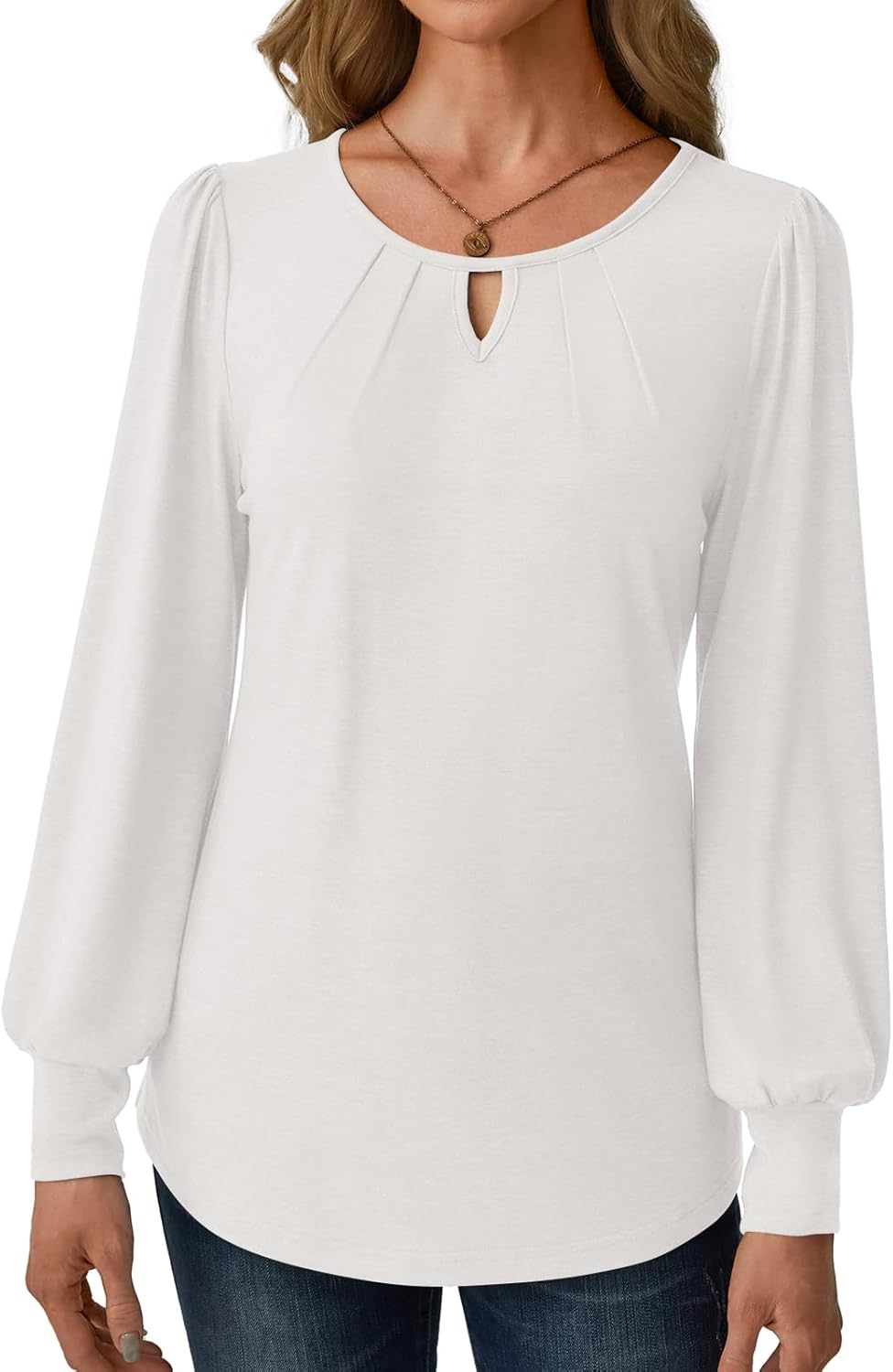 Women’s Long Sleeve V-Neck Tops 2025 Fall Loose Fit Business Casual Blouses