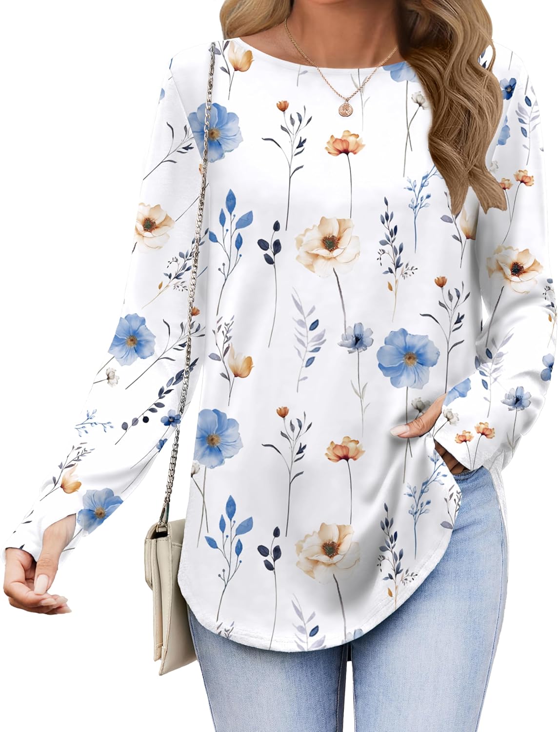 Zeagoo Women’s Long Sleeve Tunic Top – Loose Crew Neck Shirt with Thumb Holes, Perfect with Leggings, Fall 2025