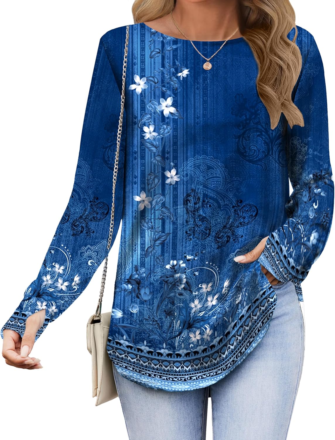 Zeagoo Women’s Long Sleeve Tunic Top – Loose Crew Neck Shirt with Thumb Holes, Perfect with Leggings, Fall 2025