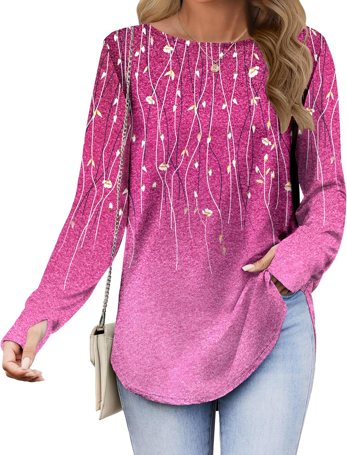 Zeagoo Women’s Long Sleeve Tunic Top – Loose Crew Neck Shirt with Thumb Holes, Perfect with Leggings, Fall 2025