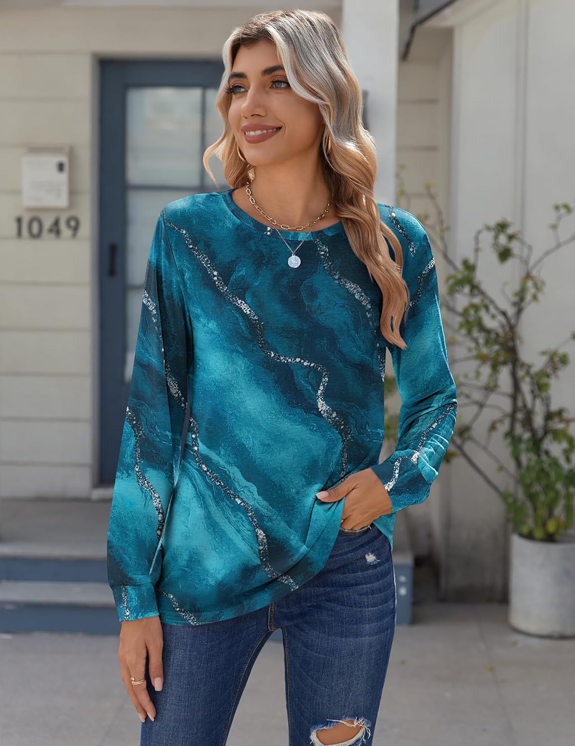 Zeagoo Women’s Long Sleeve Crewneck Tops Lightweight Basic Tee Business Casual