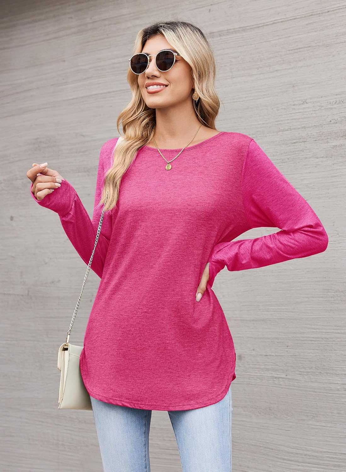 Zeagoo Women’s Long Sleeve Tunic Top – Loose Crew Neck Shirt with Thumb Holes, Perfect with Leggings, Fall 2025