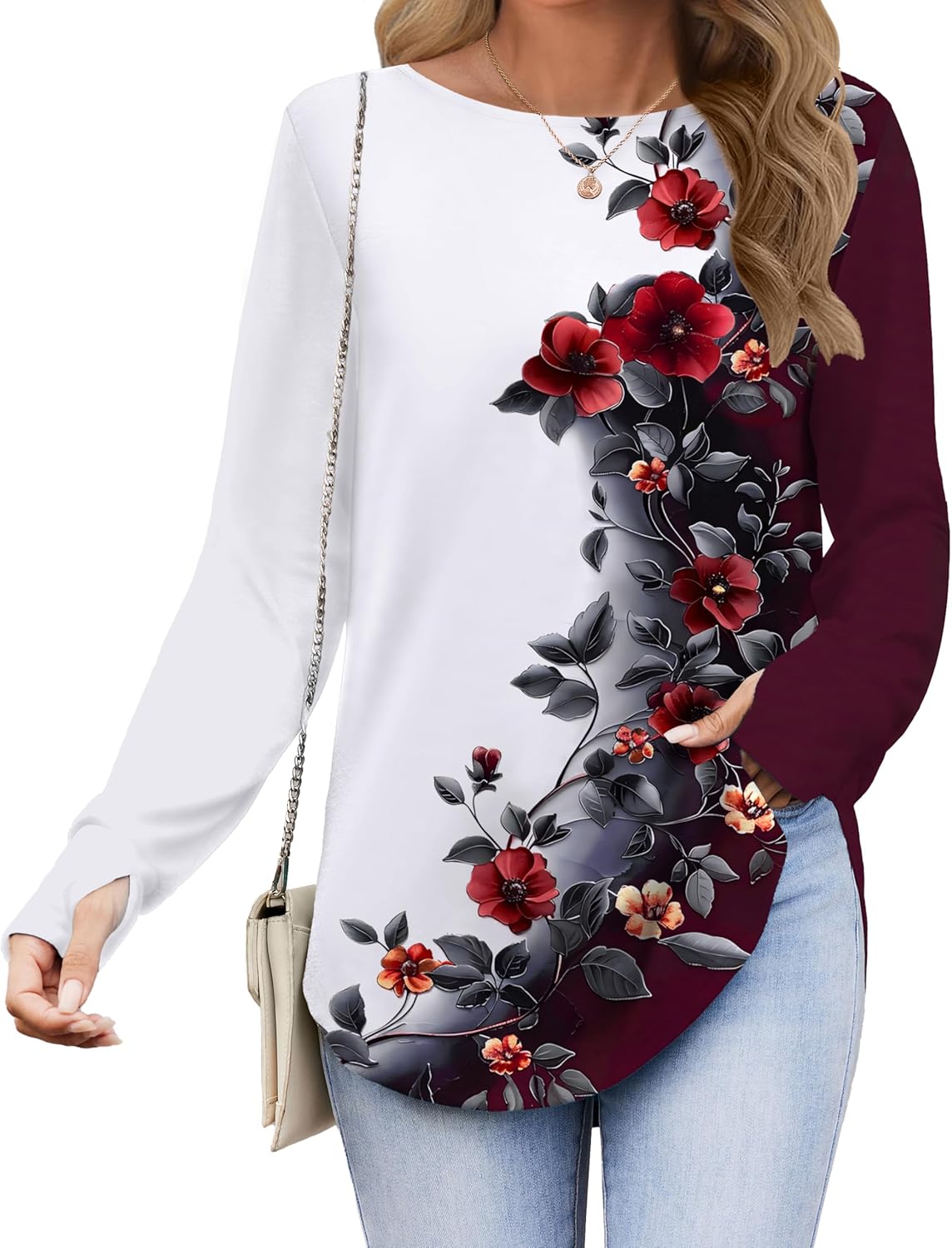 Zeagoo Women’s Long Sleeve Tunic Top – Loose Crew Neck Shirt with Thumb Holes, Perfect with Leggings, Fall 2025