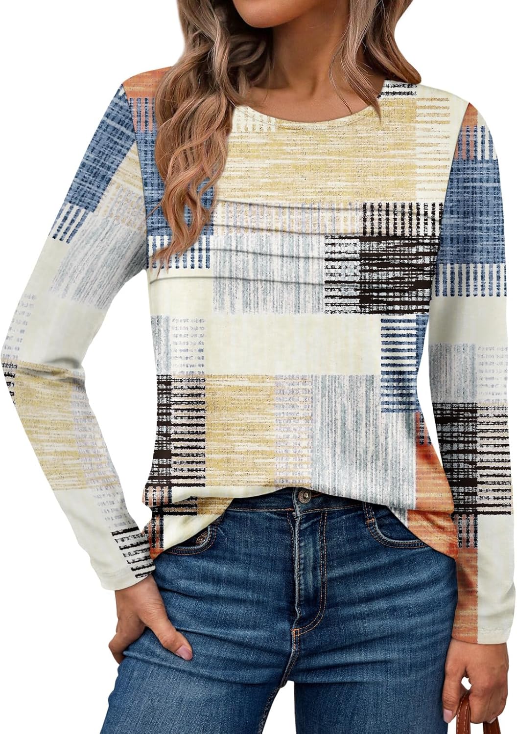 AUTOMET Women’s Long Sleeve Pleated Top – Casual Dressy Business Blouse, Trendy Tunic Basic Shirt