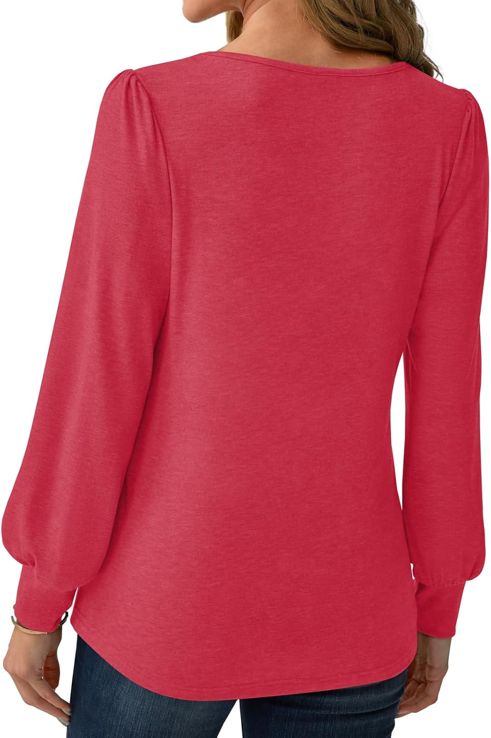 Women’s Long Sleeve V-Neck Tops 2025 Fall Loose Fit Business Casual Blouses
