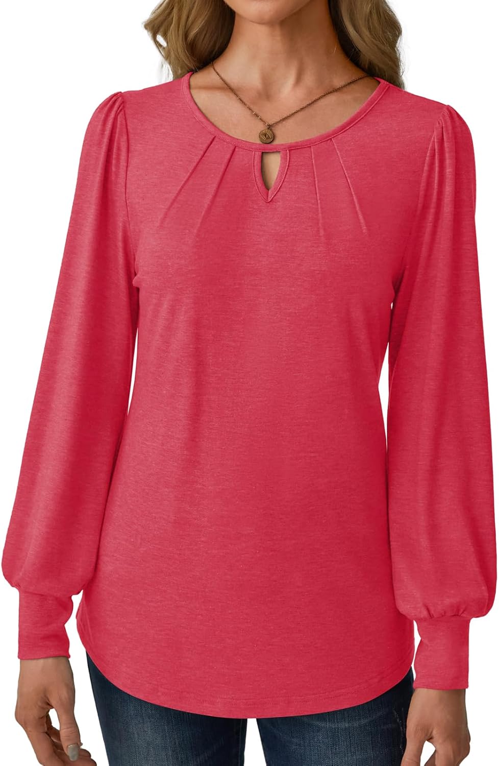Women’s Long Sleeve V-Neck Tops 2025 Fall Loose Fit Business Casual Blouses