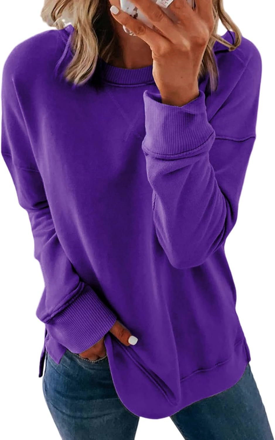 Dokotoo Women’s Loose Crew Neck Sweatshirt – Soft Long Sleeve Casual Pullover Top