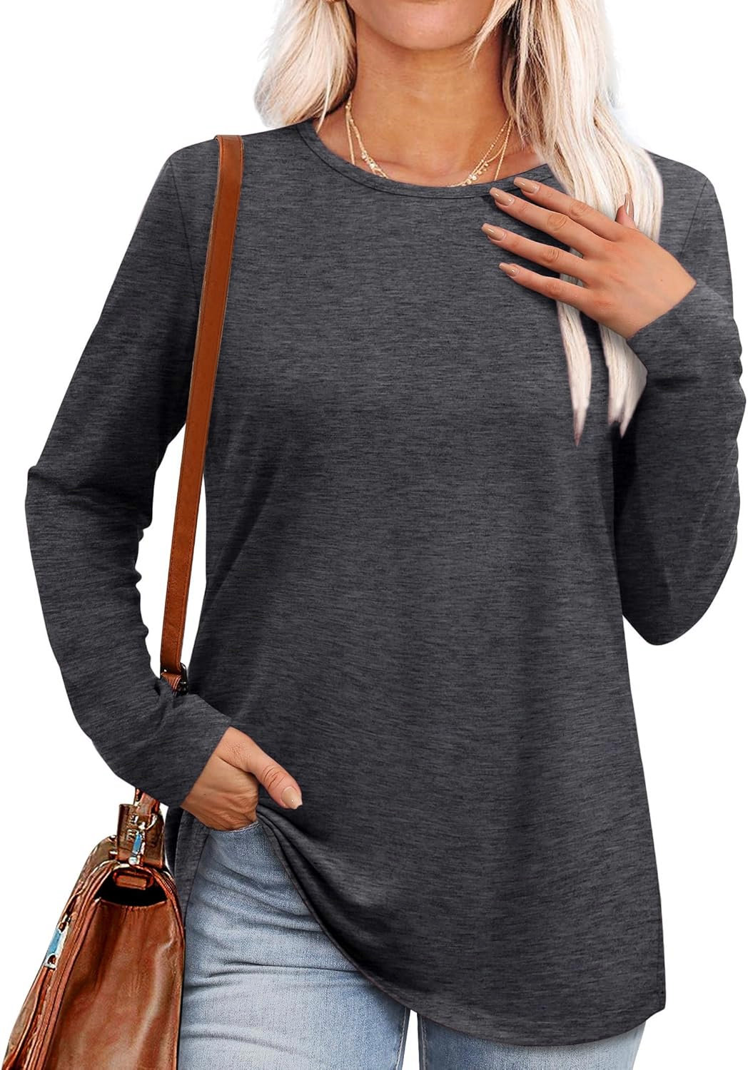 MIFOCAL Women’s Long Sleeve Round Neck Tops 2024 Basic Fall Shirts