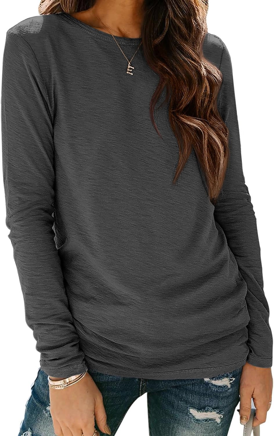 ATHMILE Women's Long-Sleeve Basic Tee – Trendy Spring & Fall Top for Work, Beach, or Workout 2025