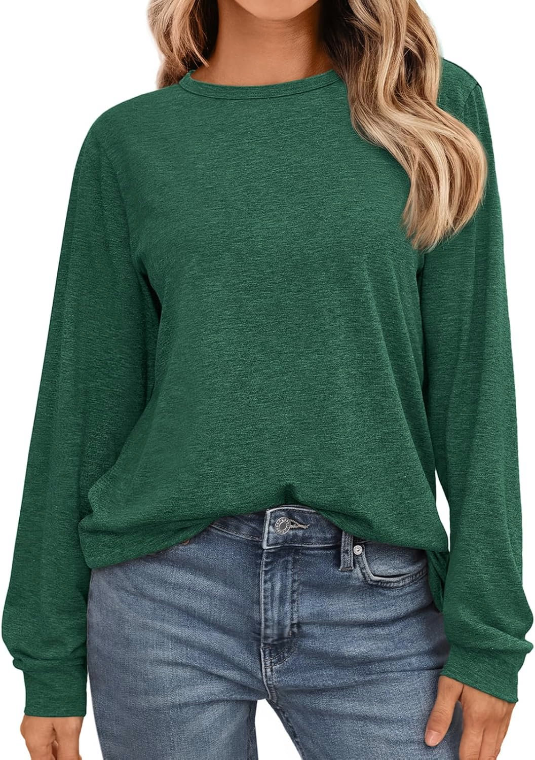 AUTOMET Women’s Long Sleeve Tunic Tops Fall Loose Oversized Solid Colour Shirts