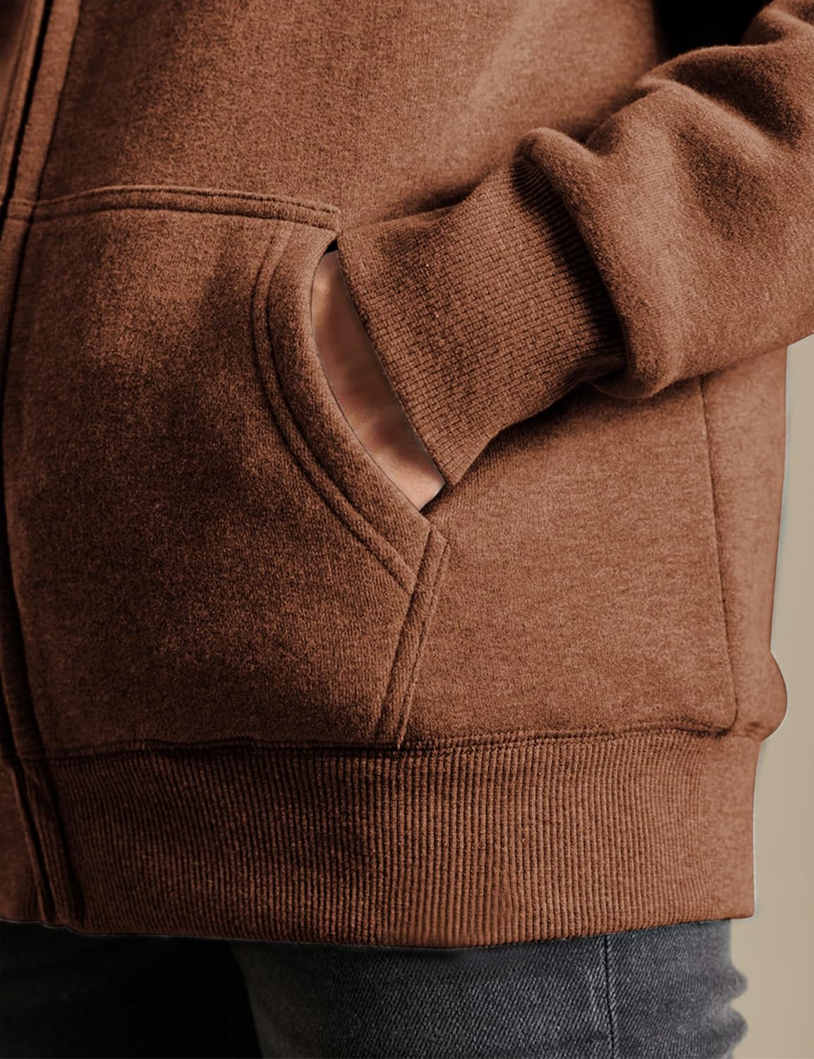 Yeokou Women's Casual Sherpa-Lined Full Zip Hoodie Jacket