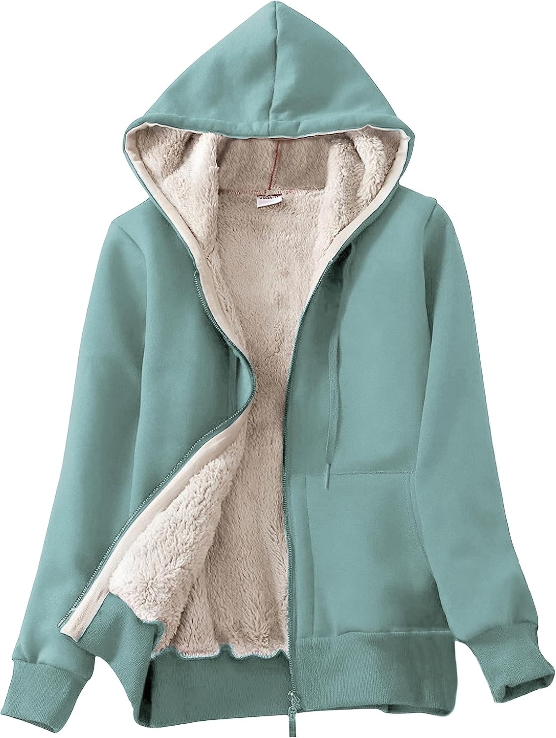 Yeokou Women's Casual Sherpa-Lined Full Zip Hoodie Jacket