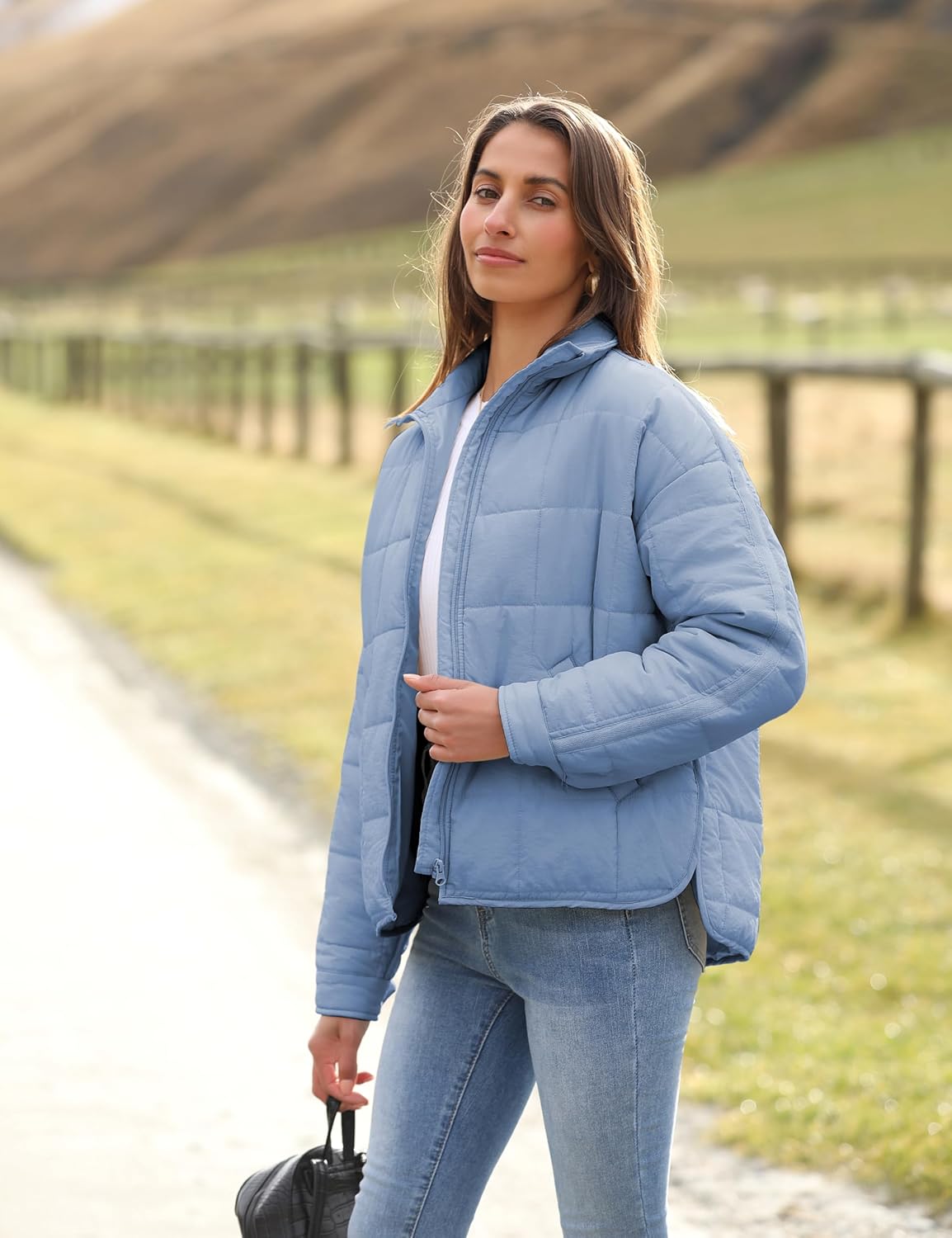 Bianstore Women's Oversized Quilted Splice Lightweight Puffer Jacket Casual Padded Coat