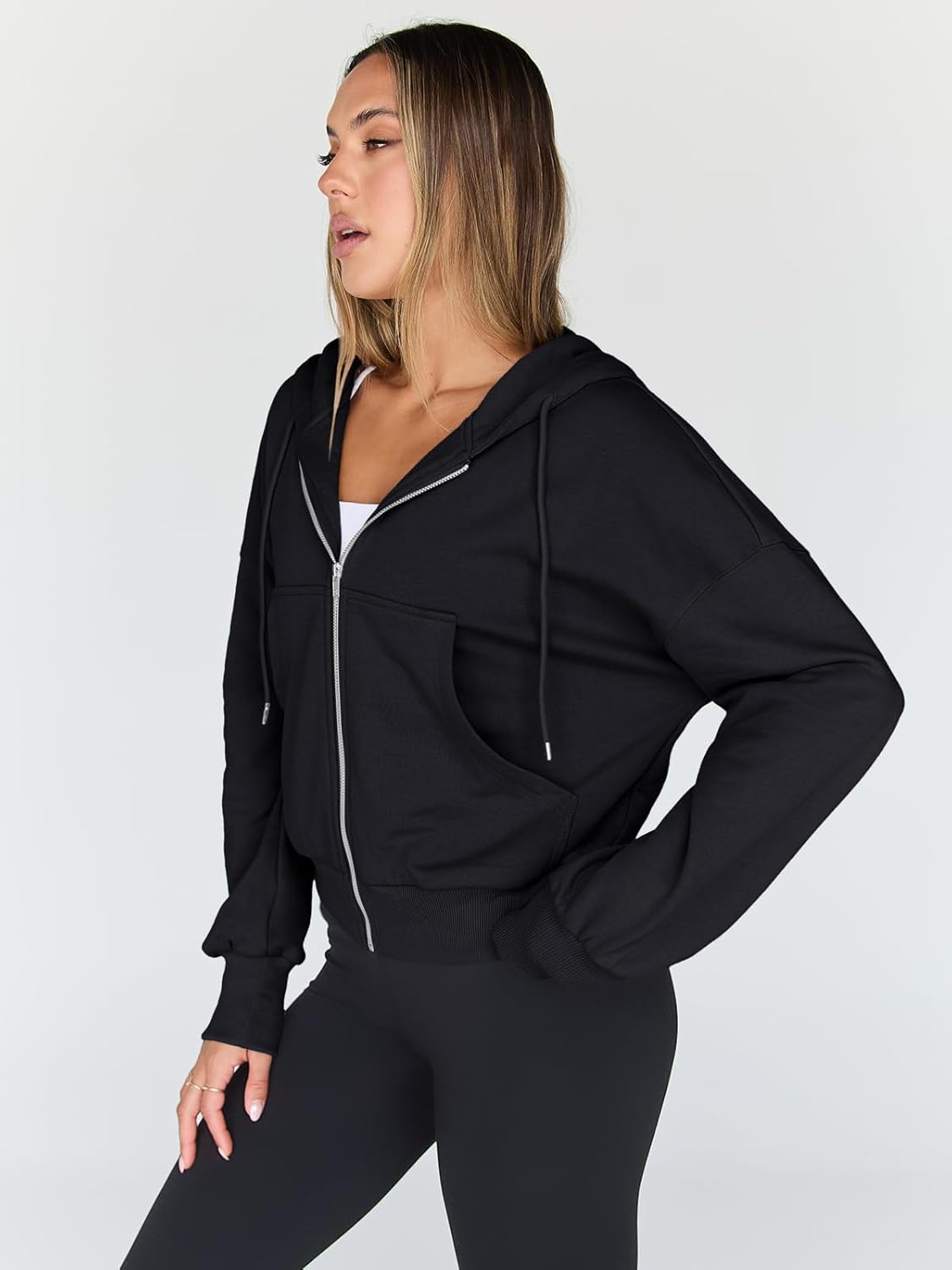 Trendy Queen Women's Cropped Full-Zip Hoodie Sweatshirt Jacket Casual Gym Top Fall 2025 Winter Outfit