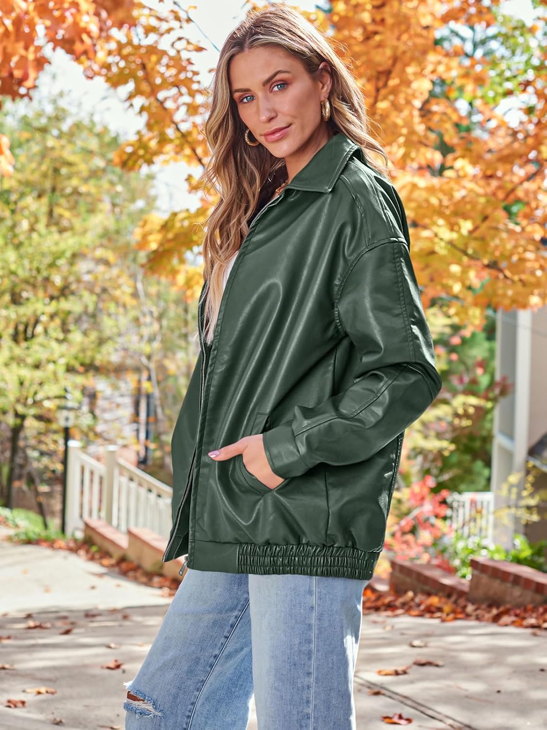 AUTOMET Women's Oversized Faux Suede Leather Jacket Fall Fashion Motorcycle Coat Winter Outfit Y2K Top