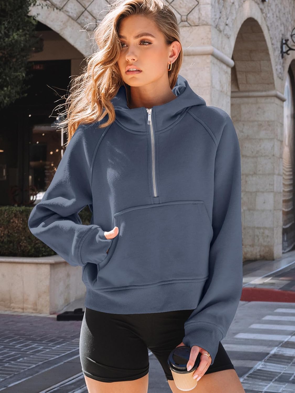 AUTOMET Women's Oversized Fleece Hoodie Zip-Up Sweatshirt Fall 2025 Y2K Workout and Winter Fashion Top
