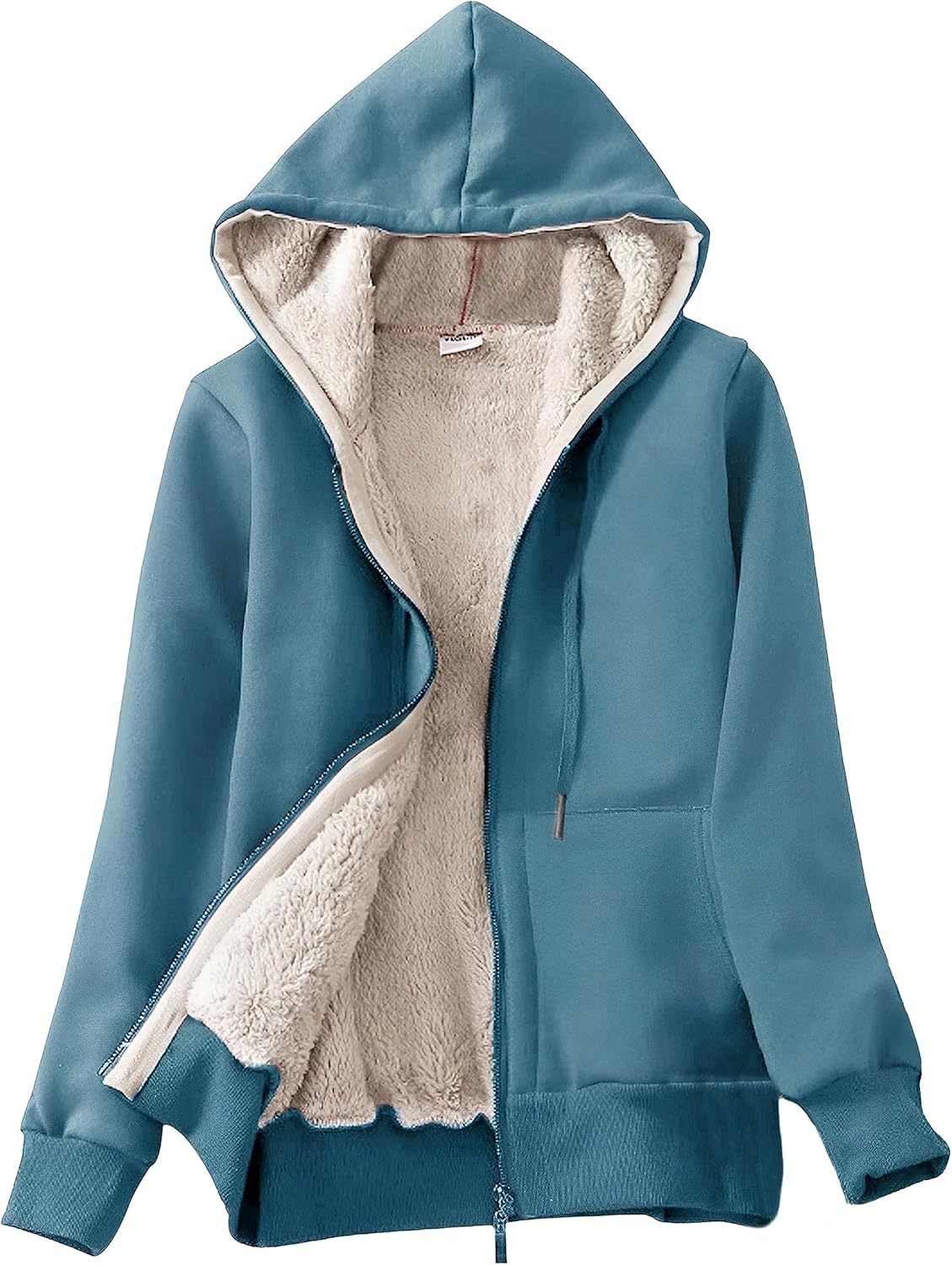 Yeokou Women's Casual Sherpa-Lined Full Zip Hoodie Jacket