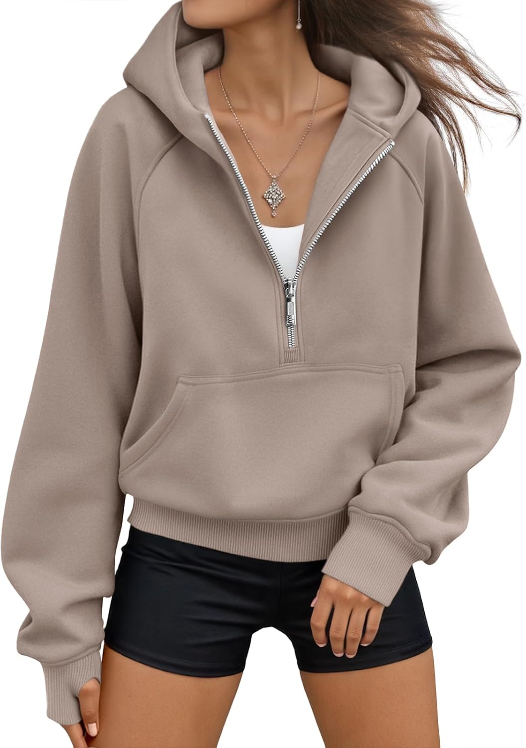 AUTOMET Women's Oversized Fleece Hoodie Zip-Up Sweatshirt Fall 2025 Y2K Workout and Winter Fashion Top