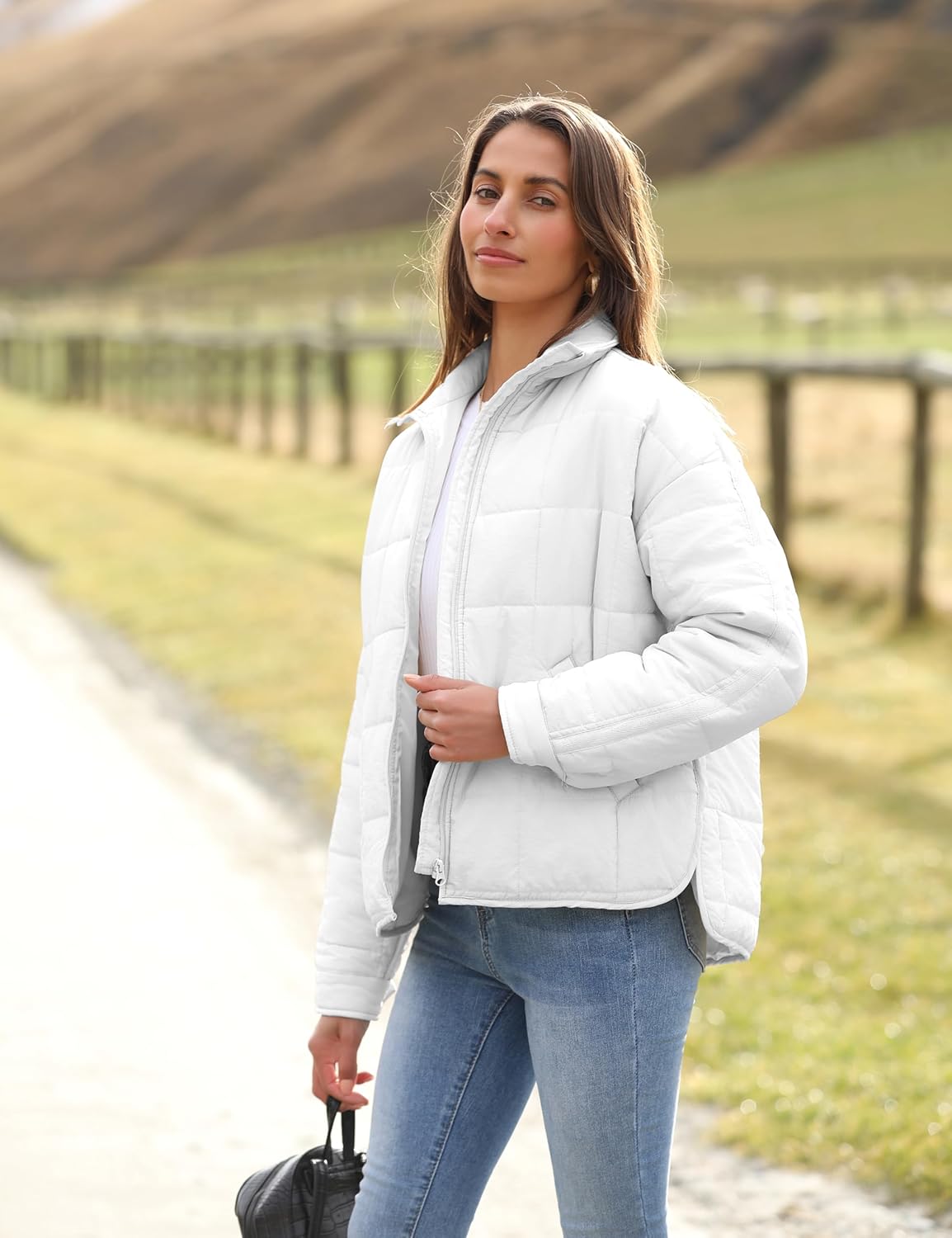 Bianstore Women's Oversized Quilted Splice Lightweight Puffer Jacket Casual Padded Coat