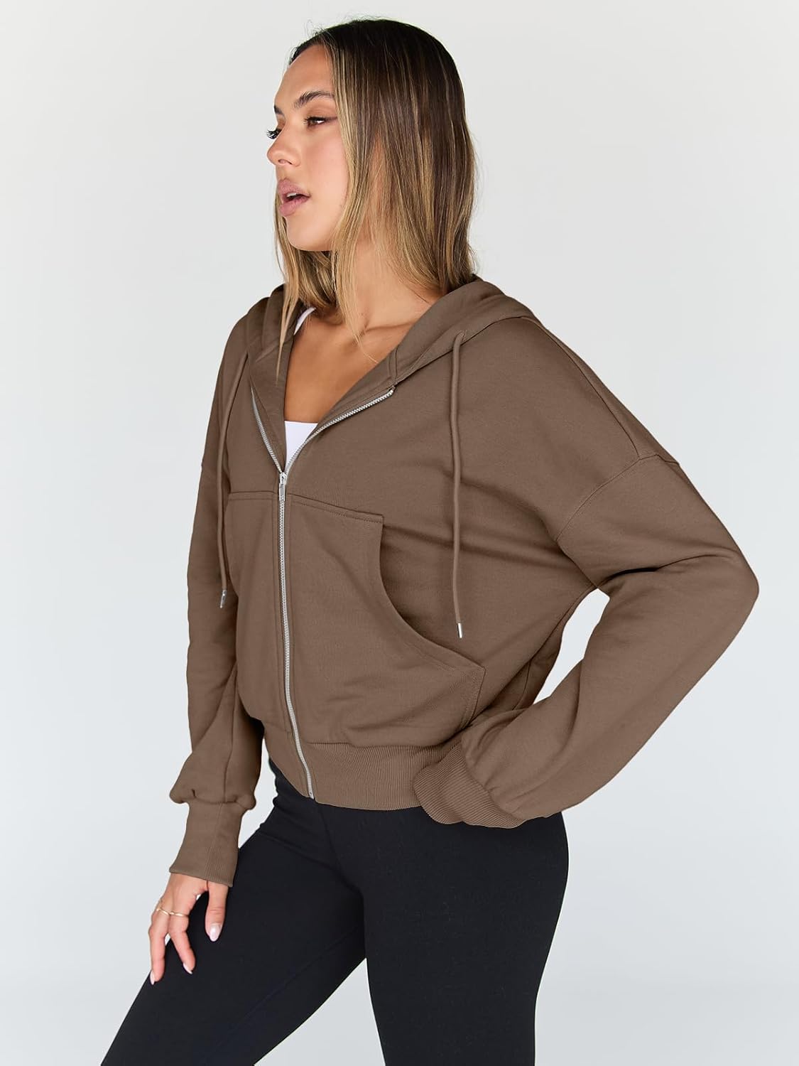 Trendy Queen Women's Cropped Full-Zip Hoodie Sweatshirt Jacket Casual Gym Top Fall 2025 Winter Outfit