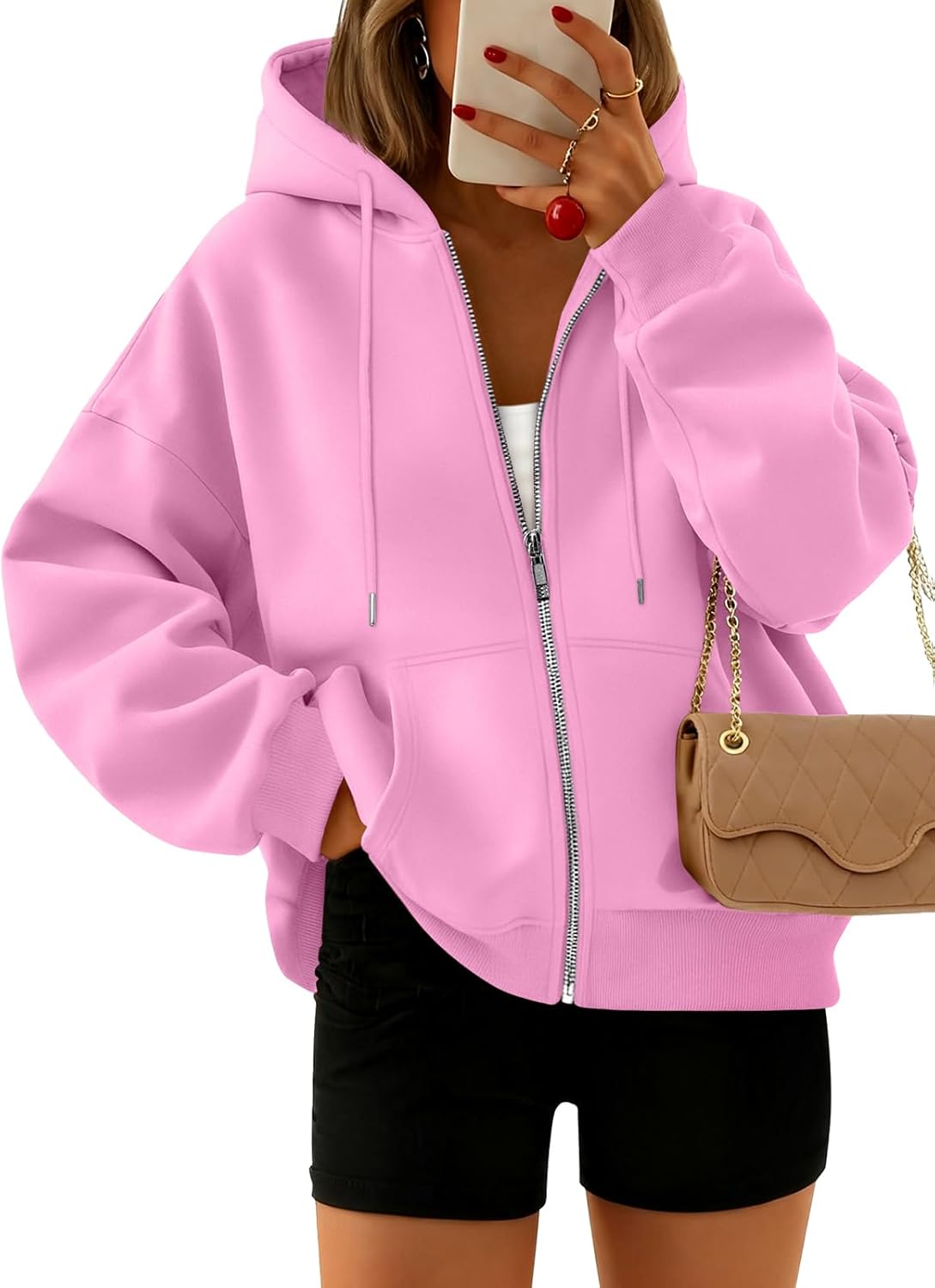 Trendy Queen Women's Cropped Zip-Up Hoodie Sweatshirt Fall 2025 Y2K Fleece Teen Girls Outfit