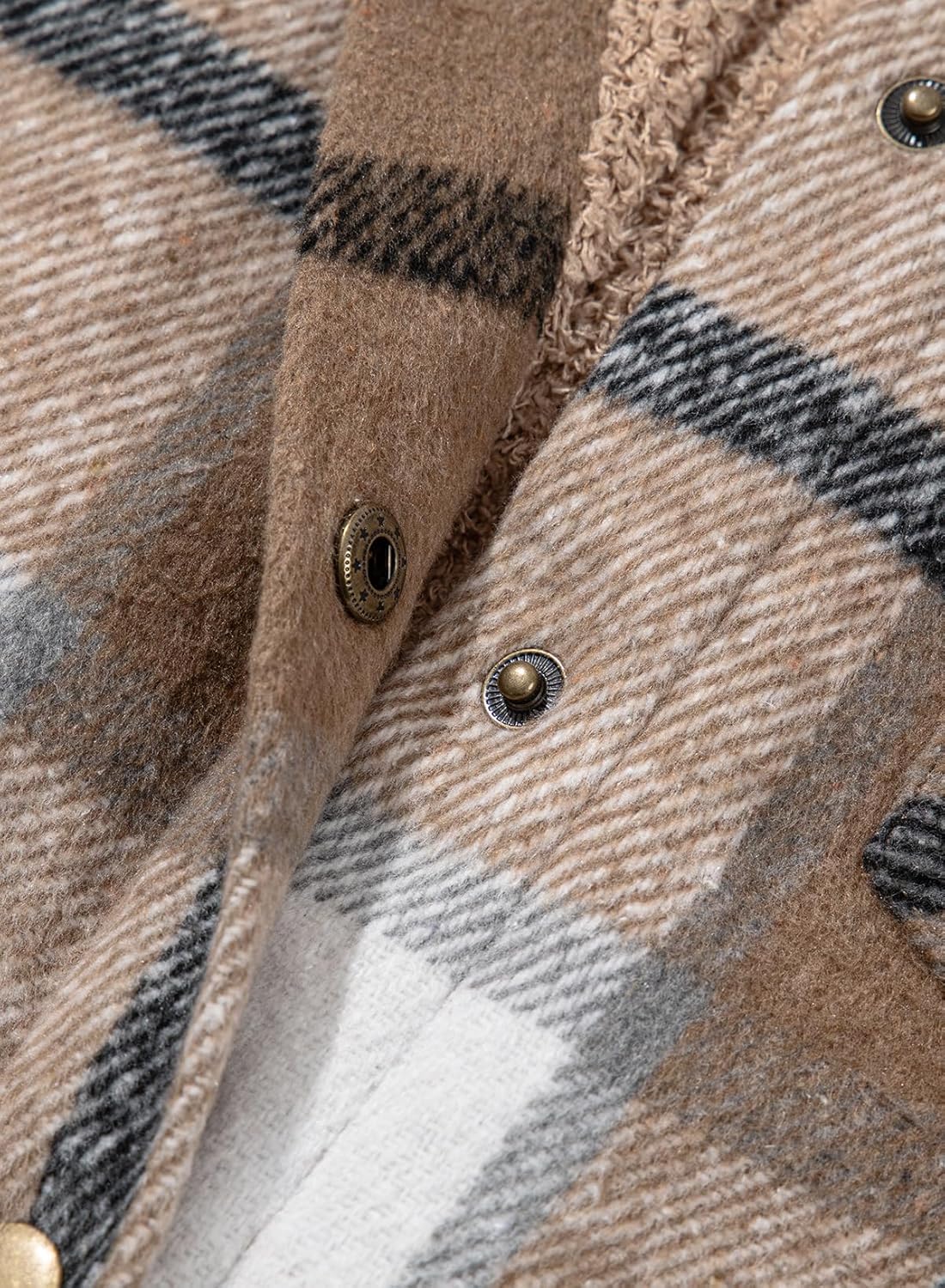 Dokotoo Women's 2025 Flannel Plaid Hooded Shacket Thick Fleece Button Down Winter Jacket Coat for Warmth